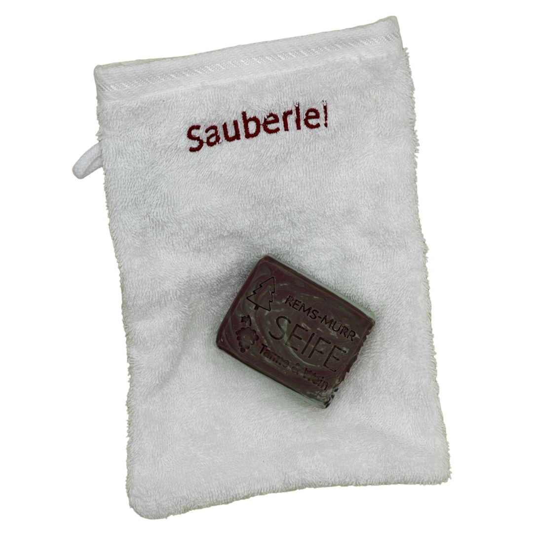 Rems-Murr-Seife mit "Sauberle"-Waschhandschuh Rems-Murr-Seife mit "Sauberle"-Waschhandschuh