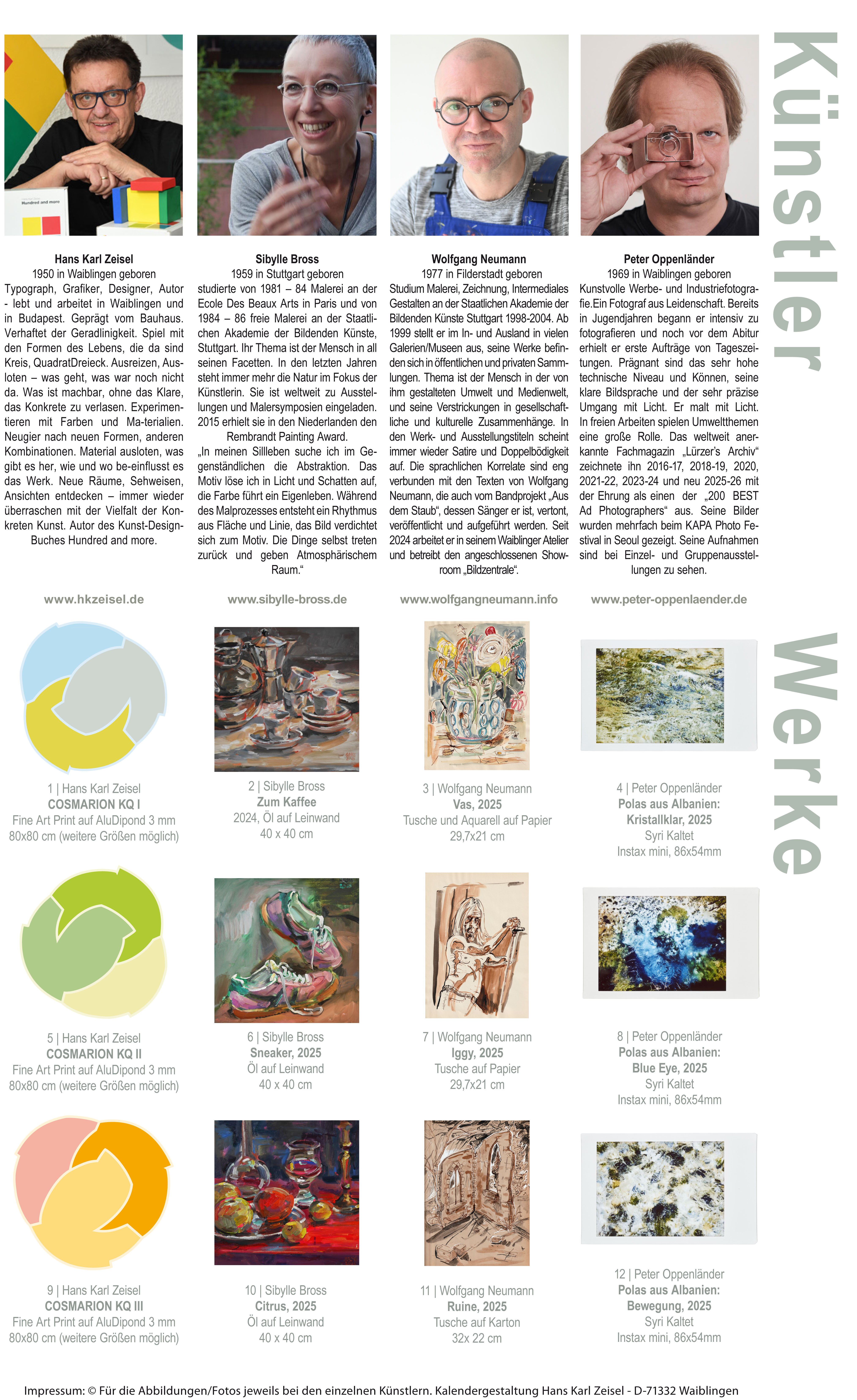 Zusammenfassung der 4 Künstler