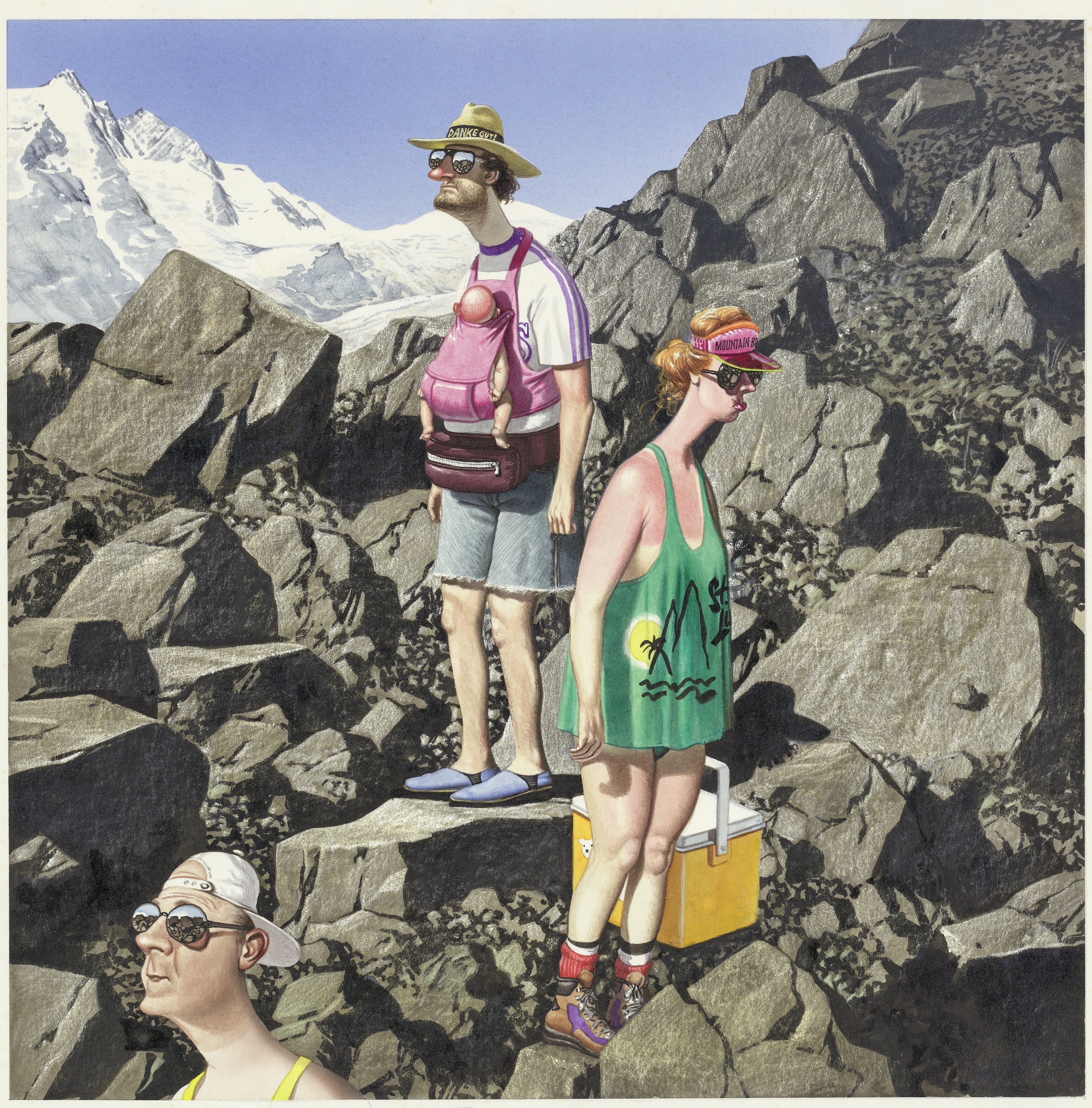 Karikatur von zwei Menschen im Gebirge