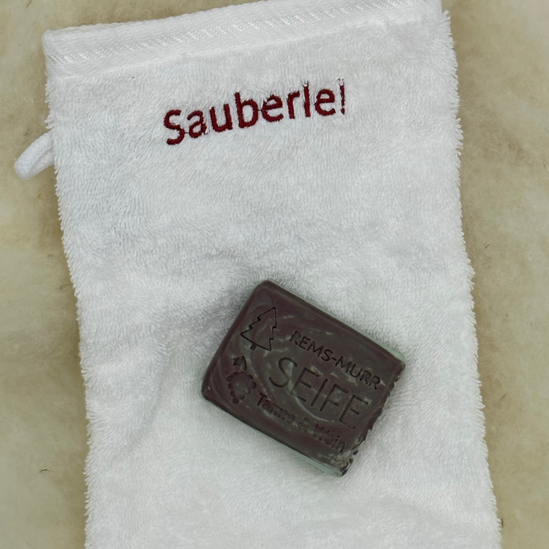 Rems-Murr-Seife mit "Sauberle"-Waschhandschuh